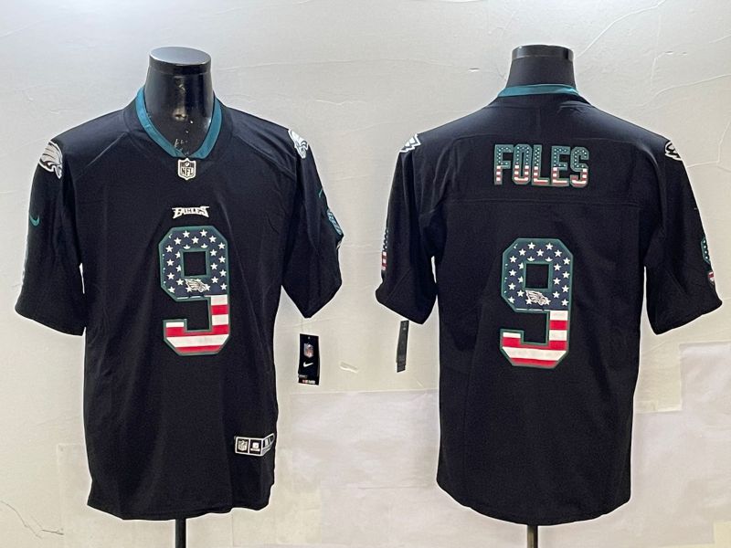 Men Philadelphia Eagles #9 Foles Black National Flag 2025 Nike Limited NFL Jersey style 211